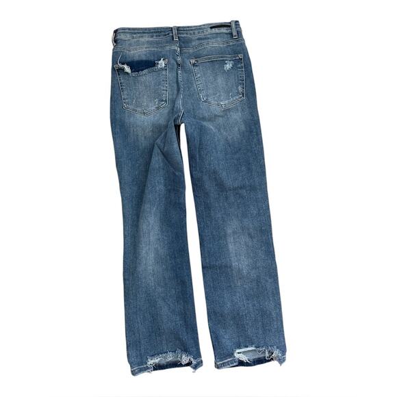 Risen Denim Straight Leg Distressed Chewed Accent Jeans | Medium Blue | 30/11 - Picture 4 of 9